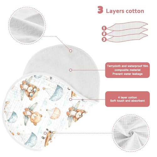 vvfelixl Baby Burp Cloths Cute Bear Pilot Baby Newborn Cotton Burping Cloths Set Babys Washcloths 4 Pack3