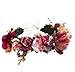 Adjustable Flower Headband Women Floral Crown Hair Wreath Flower Headpiece Halo Boho with Ribbon Wedding Party Festival Photos Maroon by Vivivalue