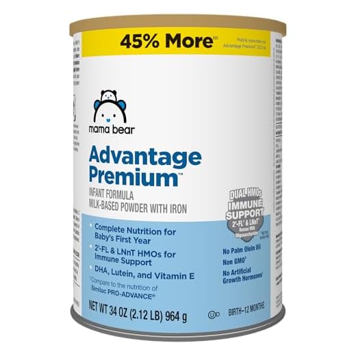 Amazon Brand - Mama Bear Advantage Premium Baby Formula Powder, 2'-FL HMO, LNnT HMOs for Immune Support, Non-GMO, 34 oz (Pack of 1)