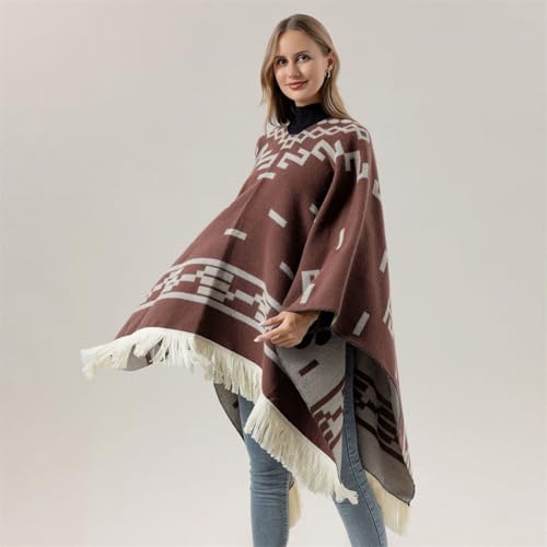 Bohemian Tassel Shawl Wrap Tasse Oversized Knitted Fringed Poncho Cloak Soft and Warm Cowboy Style Eastwood Retro Gift2