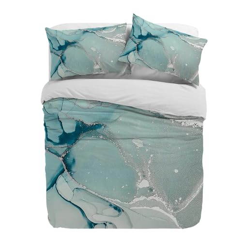 Housse de couette marbre bleu et blanc 140x200 modern - 2
