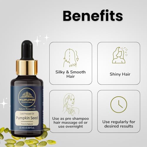 Image of Pure Pumpkin Seed Oil Cold Pressed Carrier Oil for Hair, Skin, Body with Glass Dropper 15ml