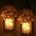 Produktbild 2 Stück Rustikale Wandlampe, Yofuly Vintage rustikale Holz-Dekoration, Schmiedeeiserne Haken, Seide Hortensien und LED-L