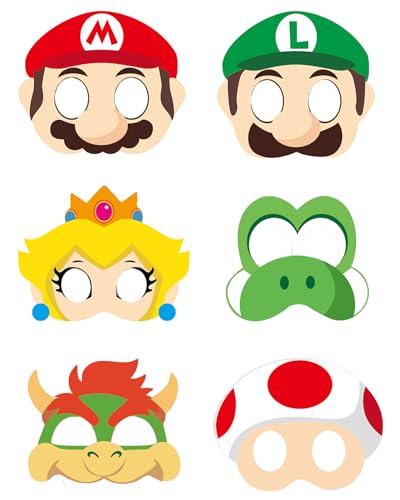 Image of Jolbndcv 12 Pcs Masks, Game Themed Cartoon Role Play Bros Party Favors, Birthday Cosplay Mask Halloween Dress Up Supply