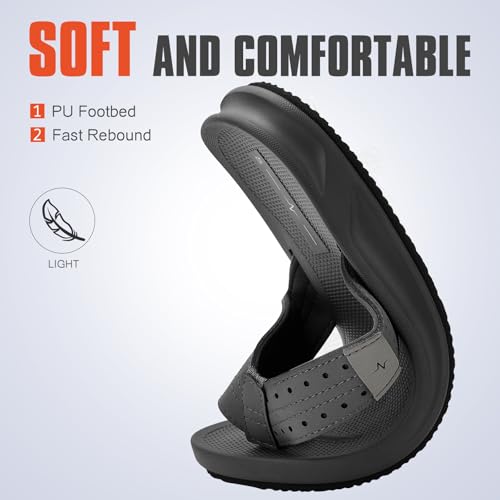 Image of Men's Ultra Soft Cushion Flip Flops with Arch Support, Quick Dry Thong Sandals for Indoor & Outdoor Comfort