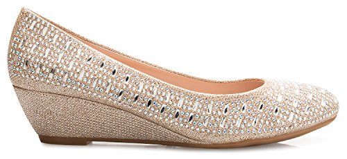 Olivia K Women's Close Round Toe Low Wedge Glitter Rhinestone Comfort by Olivia K - Image 2