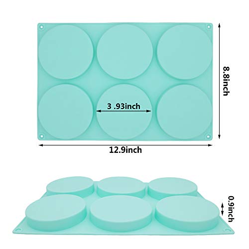 6-Cavity Large Cake Molds Silicone Round Disc Resin Coaster Mold Non-Stick Baking Molds, Mousse Cake Pan, French Dessert, Candy, Soap (Green)