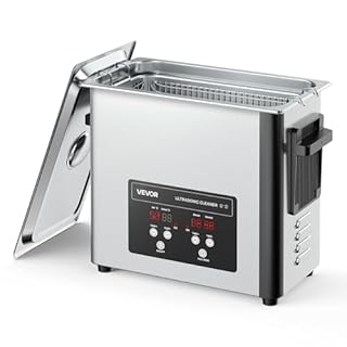 VEVOR Pulitore a Ultrasuoni da 6 L, Macchina Professionale per la Pulizia a Ultrasuoni, con Cestello di Pulizia e Schermo Digitale, in Acciaio Inox da 120 W e 40 kHz per Orologi, Rasoi, Gioielli
