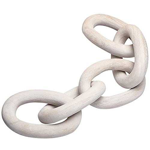 Decorative Wood Link Chain Wooden Chain Decor 5 Link Decoration Chain for Family Party Home Office Decoration Supplies (White)