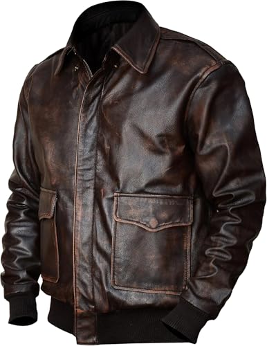 Image of Men Pilot Aviator A2 Leather Flight Jackets - Genuine Leather Bomber Jacket