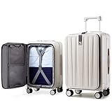 Hanke Luggage Hardside Suitcase with Wheels & Front Opening, 24in Large Checked in Luggage Aluminum...