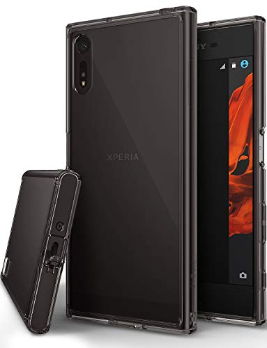 Ringke Fusion Compatible with Xperia XZ, XZs Case Streamlined Fit Attached Dust Cap Impact Resistant/Drop Protection Ultimate Durable PC Back Flexible TPU Bumper Cover - Smoke Black
