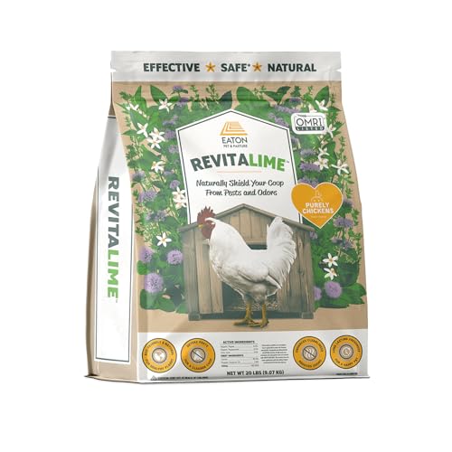 Eaton Pet and Pasture Revitalime Coop Care Made Easy - All-Natural Coop Freshener Odor & Pest Eliminator | Naturally Controls Moisture Reduces Ammonia & Repels Pests | Safe for Chickens (20lbs)