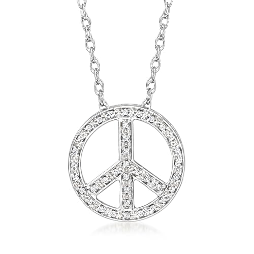 Ross-Simons 0.10 ct. t.w. Diamond Peace Sign Pendant Necklace in Sterling Silver