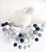 Classic Navy Handmade adjustable Felt Ball Garland by Sheep Farm Felt