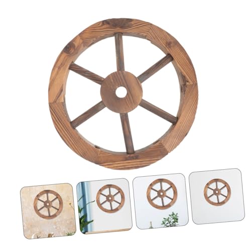 Roue de chariot bois HEMOTON pour décoration murale de jardin