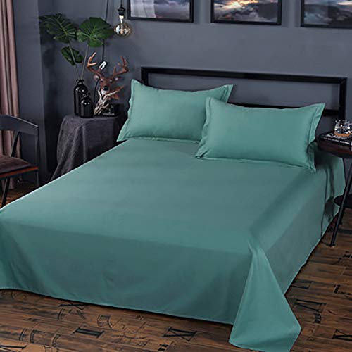Drap plat vert 100% coton épais : confort luxe lit double 1.8m - 2