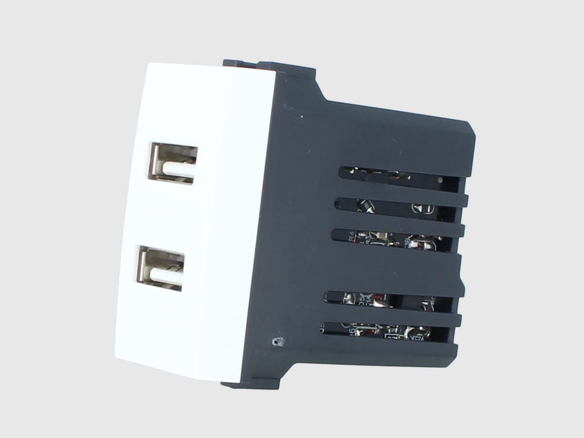 Modulo Caricatore 2 Porte USB 2,1A Bianco Compatibile Bticino Living