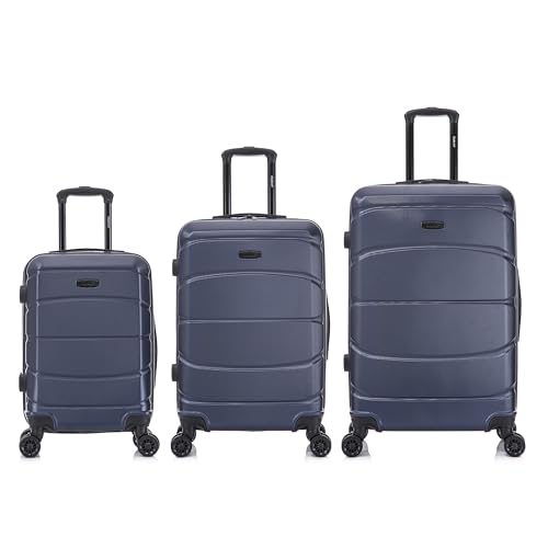 Image of DUKAP SENSE 3-Piece Hardside Spinner Luggage Set Durable Zipper Blue