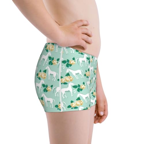 Boys' Cotton Boxer Brief Soft Underwear-Horse And Flower2