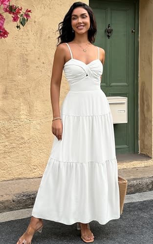 ECOWISH Women's Summer Strapless Maxi Dress 2025 Off Shoulder Hollow Out Smocked A Line Tube Tiered Long Dresses4