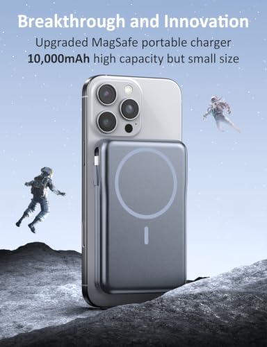 Image of Magnetic Portable Charger 10000mAh, 20W Power Bank with Built in Cable