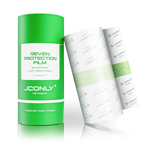 Jconly Reven Vendaje para Tatuajes 15cm x 10m, Second Skin Tattoo 0.02MM Matte Parches para Tatuajes Dermalize Tattoo Fixomull Transparente para Deportes Ducha