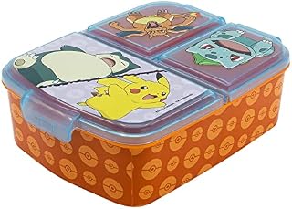 Stor 08020 Pokemon Multiple Sandwich Maker Lunch Boxes, Plastic, Multicoloured,Black,6.7 cm.*16.5 cm.*19.5 cm.