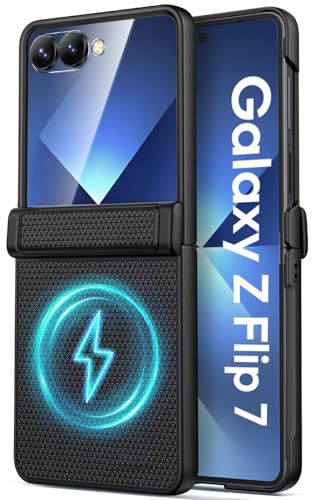 Image of Vihibii for Samsung Galaxy Z Flip 7 Case, [Compatible with MagSafe], Outer Screen Protector & Rugged Hinge Protection & Non-Slip Texture, Shockproof Phone Case for Samsung Galaxy Z Flip 7 2025, Black
