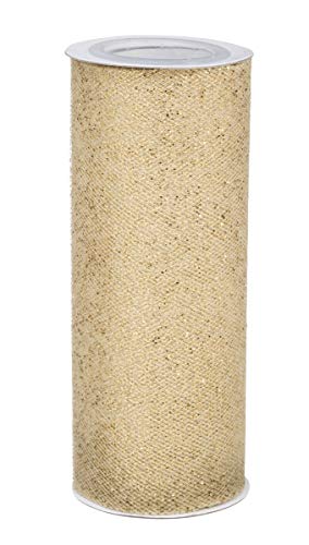 Glitter Tulle Netting - Gold/Gold - 6 inches x 10 Yards