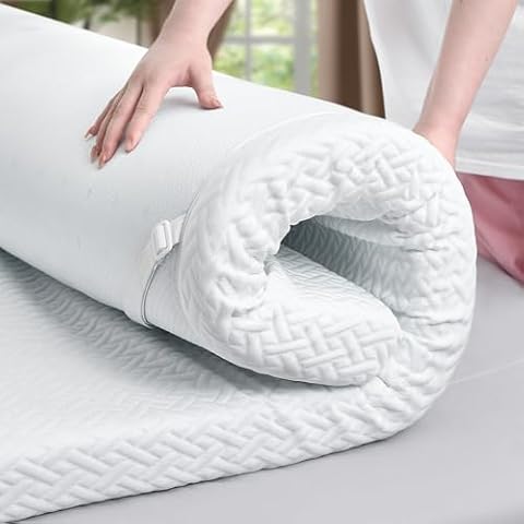 3 Inch Memory Foam Mattress Topper Queen Size Gel Memory Foam Cooling Mattress Topper Mattress Pad Cover for Back Pain Bed Topper with Washable Cover Cover