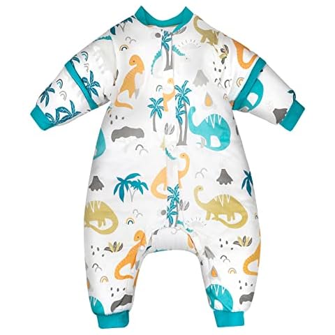 MOEMOE BABY Sleeping Bag with Legs Winter Toddler Sleep Bag with feet 3.5 TOG Thicken Sleep Sack with feet Cotton Wearable Blanket,Length 80cm / 12-24 month, Dinosaurs Cover