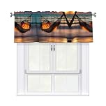 QAZWZML Sunset Beach Hammock Printed Short Valance, no Drill Installation, Suitable for Kitchens, bathrooms, Laundry Rooms.