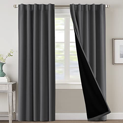 H.VERSAILTEX Rideaux Occultant 100% Chambre, Gris Charbon, 2 Panneaux 42x84 Po