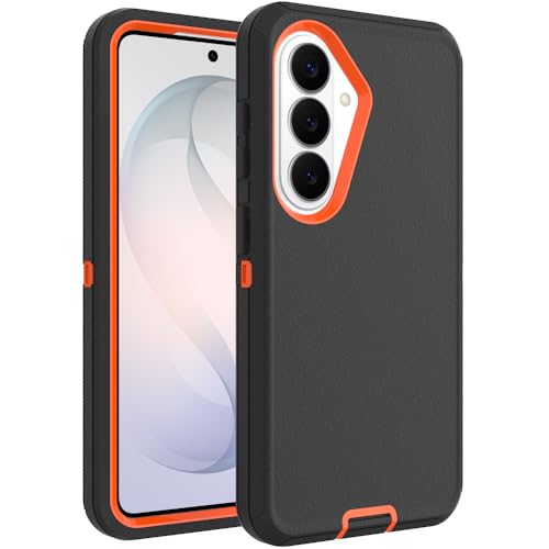 Image of Rugged Case Compatible with Samsung Galaxy S26 | Heavy-Duty Shockproof Protective Cover, Black+Orange