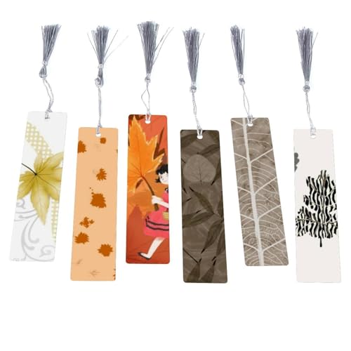 Marque-pages feuille d'érable lot de 6 avec pompon, cadeau pour écrivain