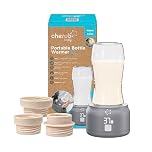Cherub Baby Portable Travel Baby Bottle Warmer, 3 Adaptors Included | Rechargeable Bottle Warmer with Temperature Control | USB Heating for Breastmilk & Formula On-The-Go | Fits Tommee Tippee, MAM