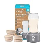 Cherub Baby Portable Travel Baby Bottle Warmer, 3 Adaptors Included | Rechargeable Bottle Warmer with Temperature Control | USB Heating for Breastmilk & Formula On-The-Go | Fits Tommee Tippee, MAM