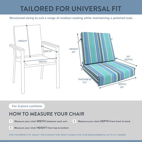California Umbrella Outdoor Dining Chair, Patio Seat Cushion, 20 x 40 Inch, Premium Outdoor Densified Fiber, Fade Resistant, Sunbrella Fabric, Fabric Ties, Dolce Oasis by California Umbrella - Image 6