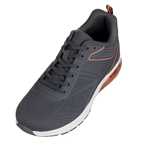 CALTO Men's Invisible Height Increasing Elevator Shoes - Grey/Orange Super Lightweight Sporty Sneakers - 2.4 Inches Taller - Q232 - Size 9 D(M) US