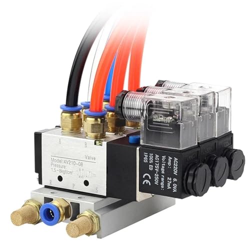 Distributeur pneumatique 4V210-08 à embase 5 stations DC24V avec raccords étanches 10mm