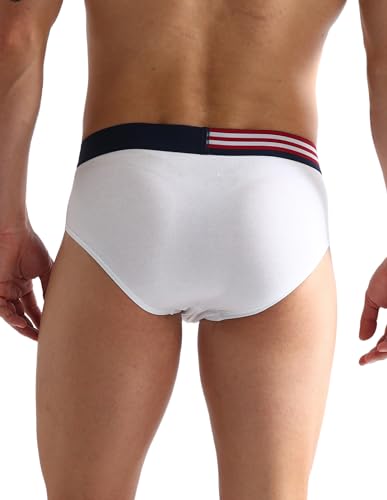 Image of U.S. Polo ASSN. Mens OEB06 Flag Waist Single Jersey Underwear Briefs - Pack of 2