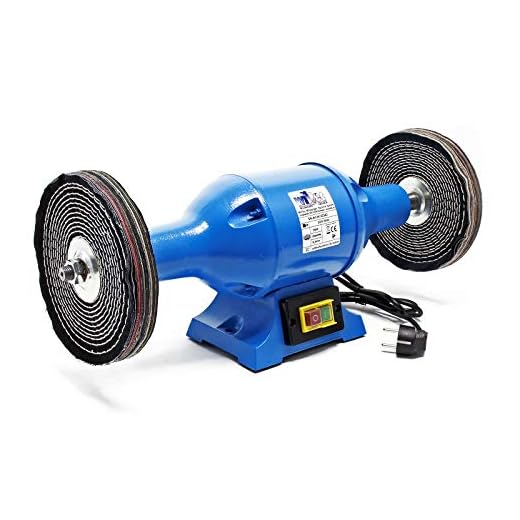 Wiltec Poliermaschine 750W mit 2 Polierscheiben Ø 200mm, 2950 U/min, Doppelschleifer mit robustem Gehäuse aus Guss und Standfuß