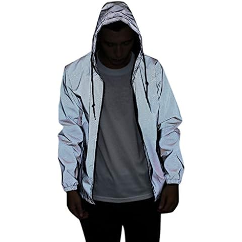 Mens High Visibility Jacket Windbreaker Jackets Hooded Streetwear Coat Goosun Breathable Waterproof Rain Coat - for Cycling,Biking, Running & Walking Black S-XXL Cover