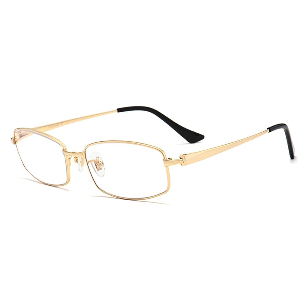 MKERT Rectangle Vintage Titanium Blue Light Blocking Reading Glasses For Women Men Anti Eyestrain Glare Computer Reader