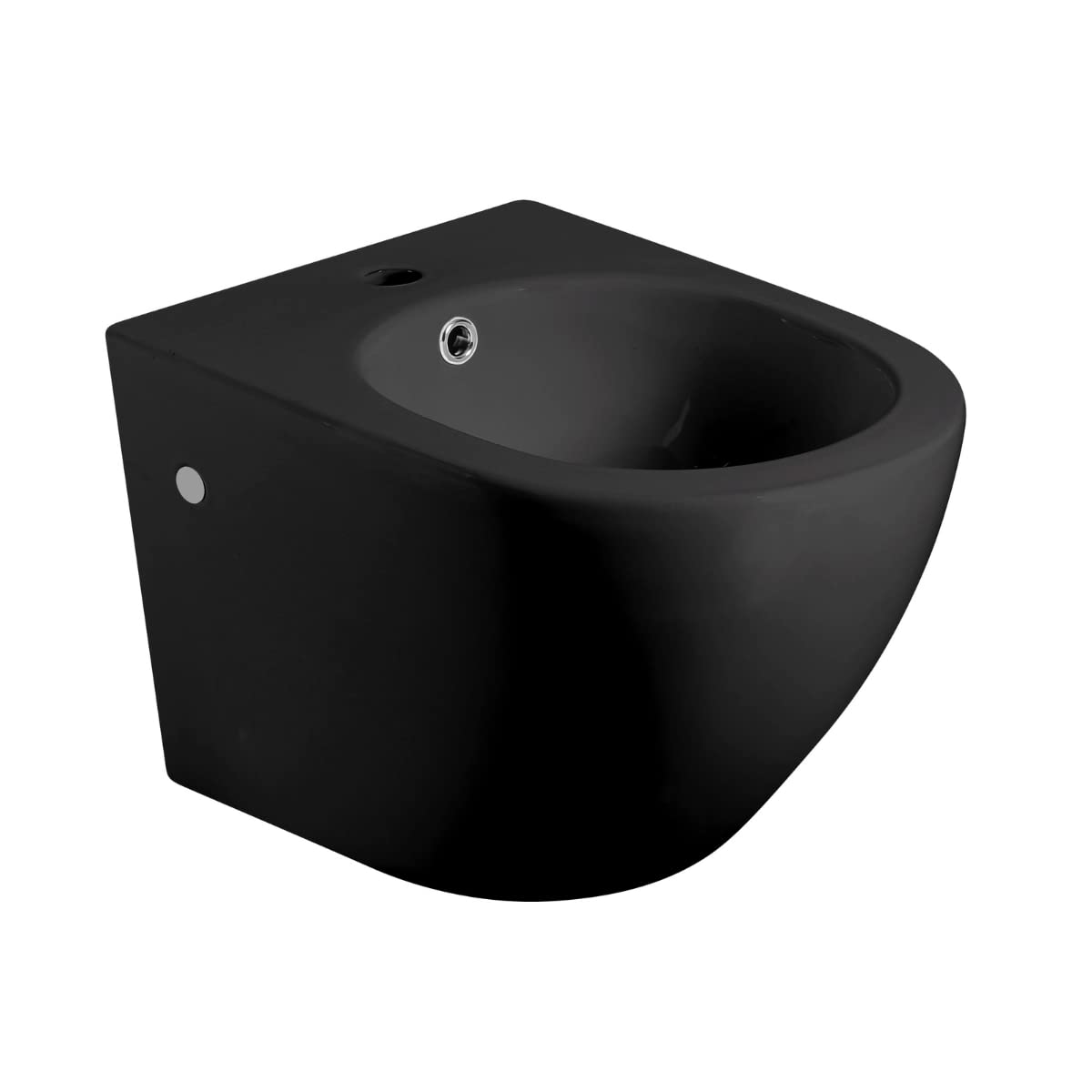 Bidet Suspendido Cerámico de Baño | Bidé al Aire de Fondo Reducido Sin Tapa Redondo Cerámico Moderno y Fácil Limpieza | Negro Mate