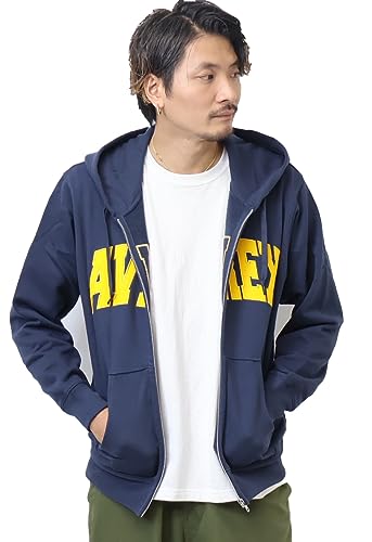 [アヴィレックス] ロゴアップリケ スウェットジップパーカー 裏起毛 783-3931007 (XLサイズ, 120：ネイビー)