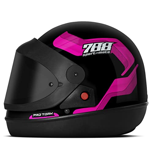 Capacete Fechado Automático Pro Tork Sport Moto 788 Viseira Fumê Rosa 58