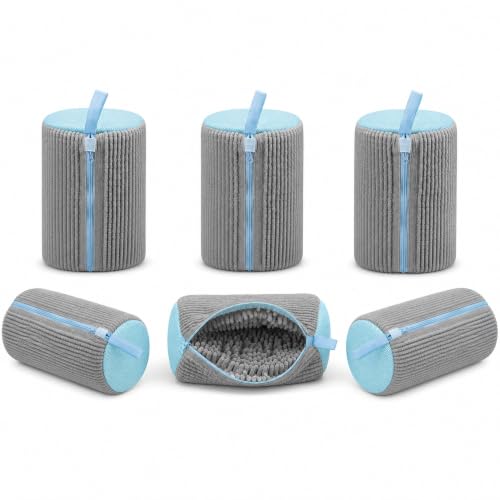 Set de 2 Bolsas para Lavar Zapatillas en Lavadora con Cremallera, Bolsa de Lavado de Zapatos Reutilizable de Chenilla, Protege el Calzado Durante el Lavado, para Zapatillas Deportivas, Gris