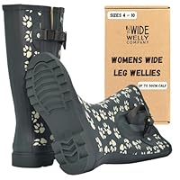 Ladies Wide Leg Wellies - Wellington Boots Ladies for Wearing with Jeans or for Wide Calf Women - Waterproof Wellies - Muddy Paws - UK Wellies Size 6